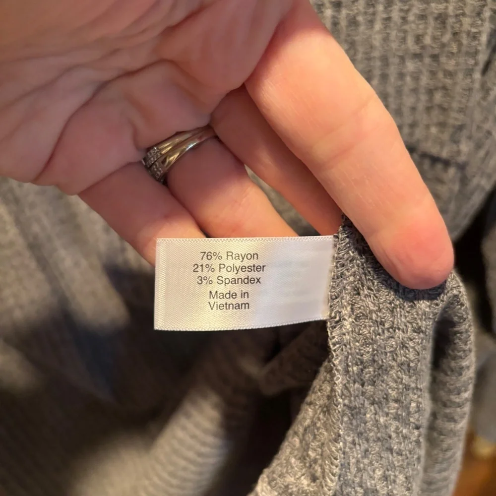 Lane Bryant Waffle Knit V-neck Long Sleeve Swing Top in Gray 26/28 NWT - Picture 6 of 7